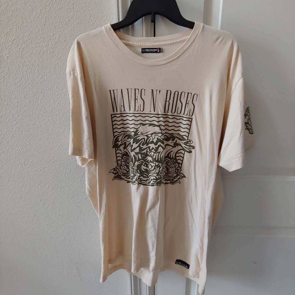 Pink Dolphin Shirt Mens Waves and Roses